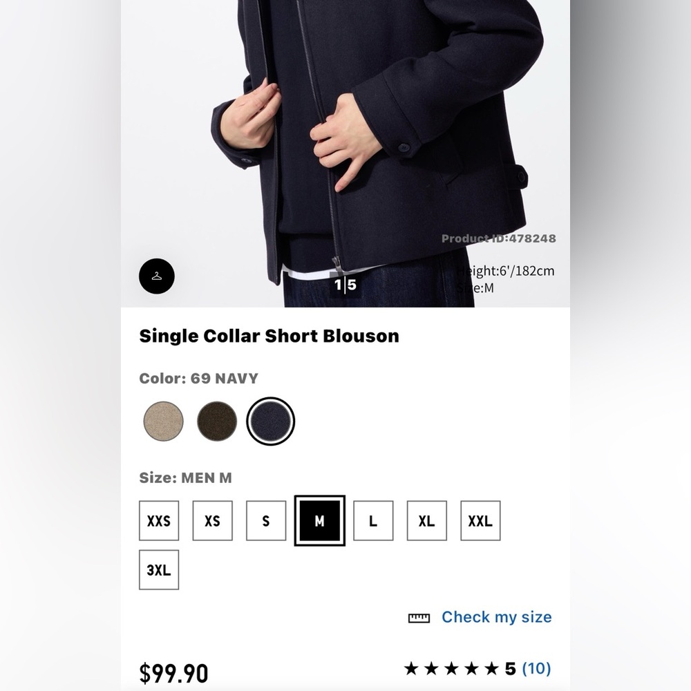 Uniqlo Black/Dark navy Men's Jacket - Picture 4 of 5